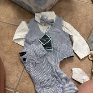 Andy & Evan Blue Striped Kids Three-Piece Set 3-6 months